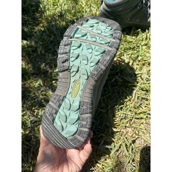 KEEN Steens Mid WaterprSteel Gray / Ocean Wave woman's Size 8 unisex hiking boot - Picture 7 of 12